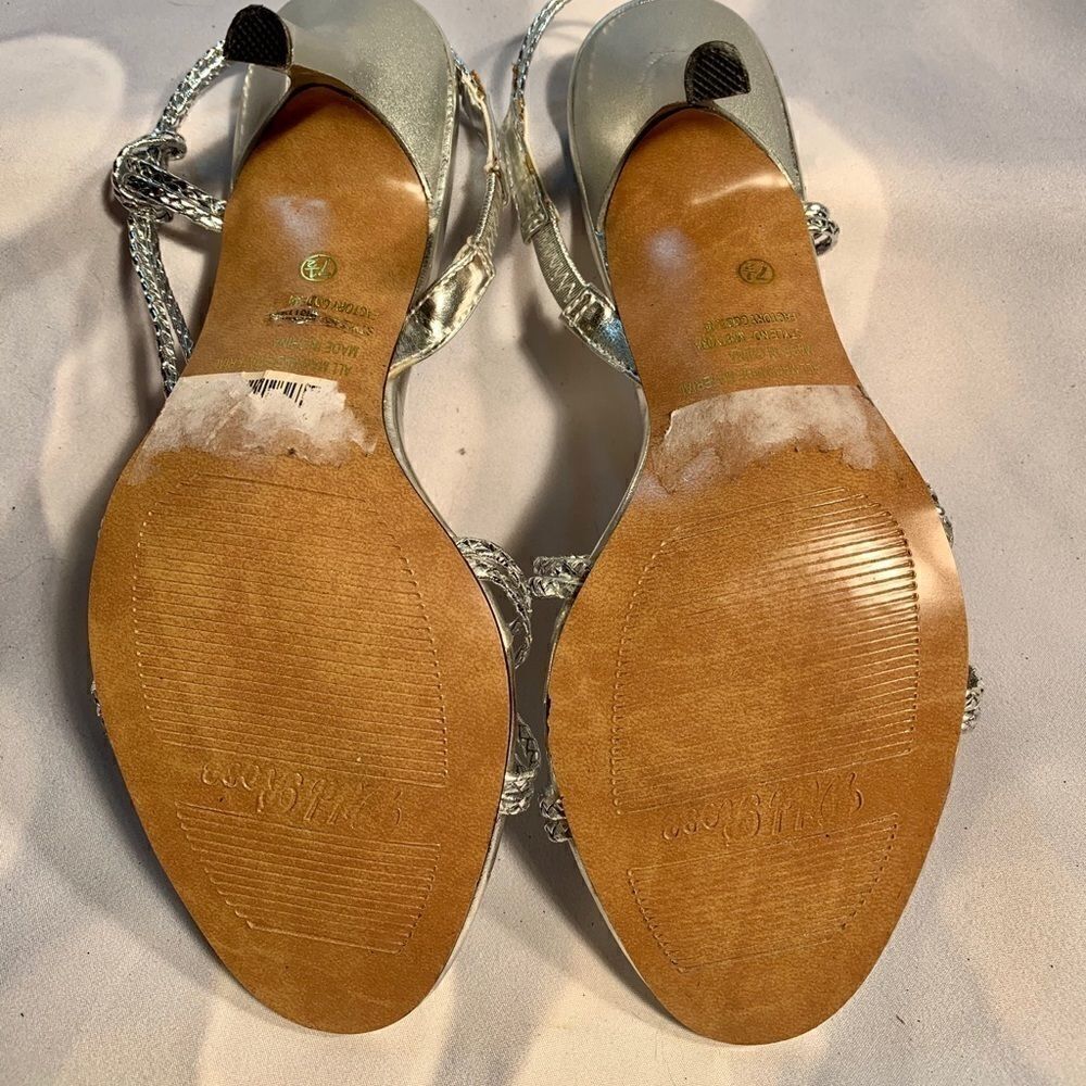 WILD ROSE SILVER DRESS SANDALS 4” HEELS 7.5 - Picture 7 of 8